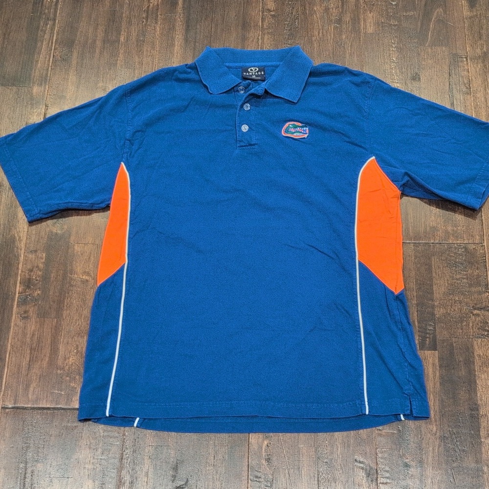 Vantage Florida Gators Polo Shirt Mens Large Blue‎ Orange NCAA Golf Casual Logo